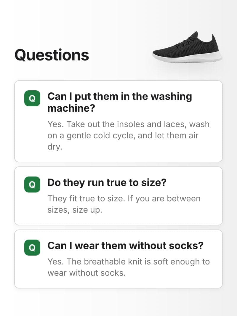 Temu detail page image: Questions