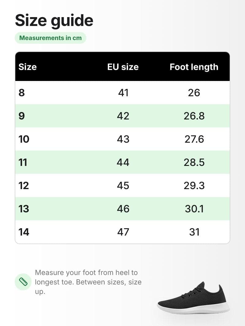 Temu detail page image: Size guide